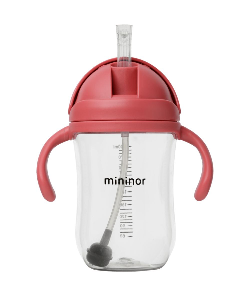MININOR Drinking bottle with straw, Rhubarb, 330 ml, 1 pc.