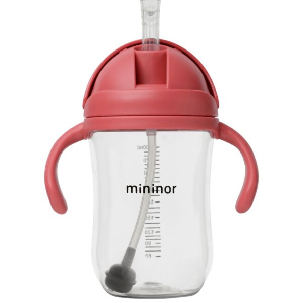 MININOR Drinking bottle with straw, Rhubarb, 330 ml, 1 pc.