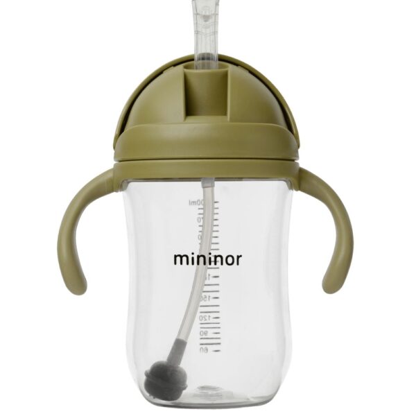 MININOR Drinking bottle with straw, Moss Green, 330 ml