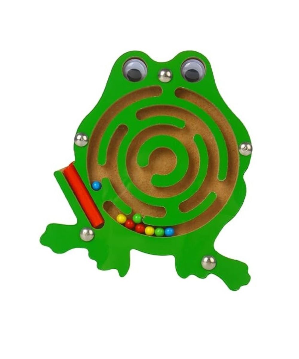 Wooden magnetic maze toy, Frog, 1 pc.